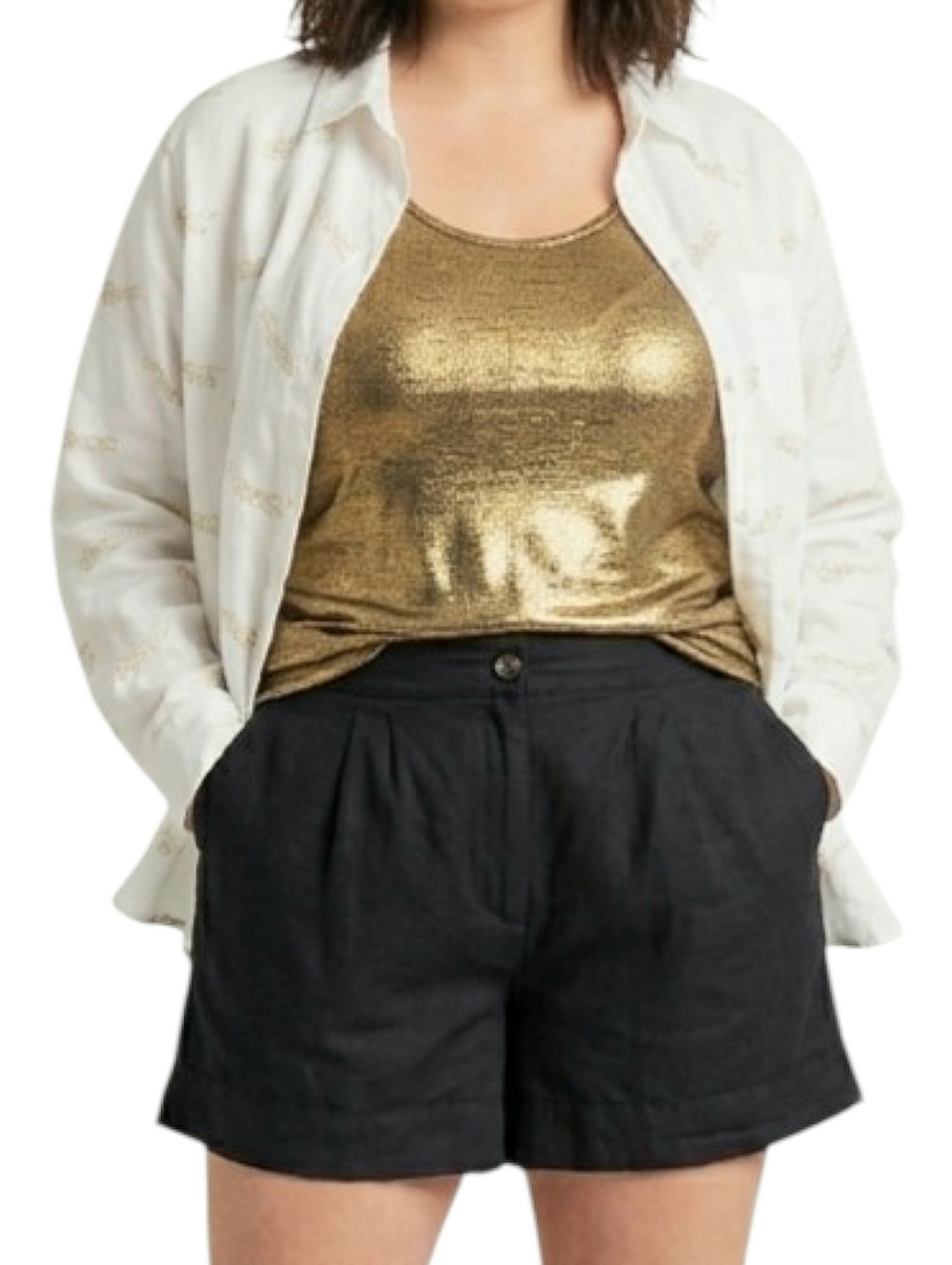 Joie Linen Shorts XXL‎ Black Pleated Loose High Rise 2X Women's 2XL Pockets